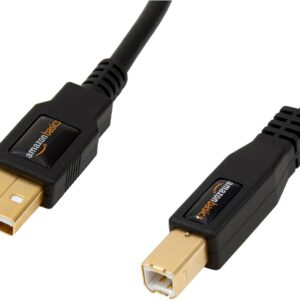 كابل USB-A الى USB-B 2.0 للطابعة او القرص الصلب الخارجي، موصلات مطلية بالذهب، اسود، 10 قدم