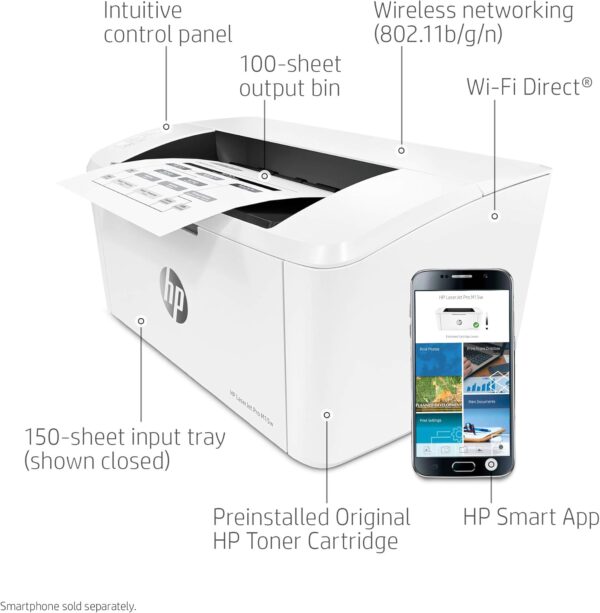 HP طابعة ليزر جيت برو M15w لاسلكية احادية اللون، تعمل مع اليكسا (W2G51A) - Image 2