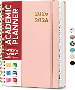 مخطط اكاديمي 2025-2026 للنساء والرجال، مخطط تقويم شهري واسبوعي، يوليو 2025 - يونيو 2026، مقاس ايه 5 (6.3 انش × 8.5 انش)، كتاب تخطيط للطلاب والمعلمين مع علامات تبويب، مثالي لمستلزمات المكتب والمدرسة