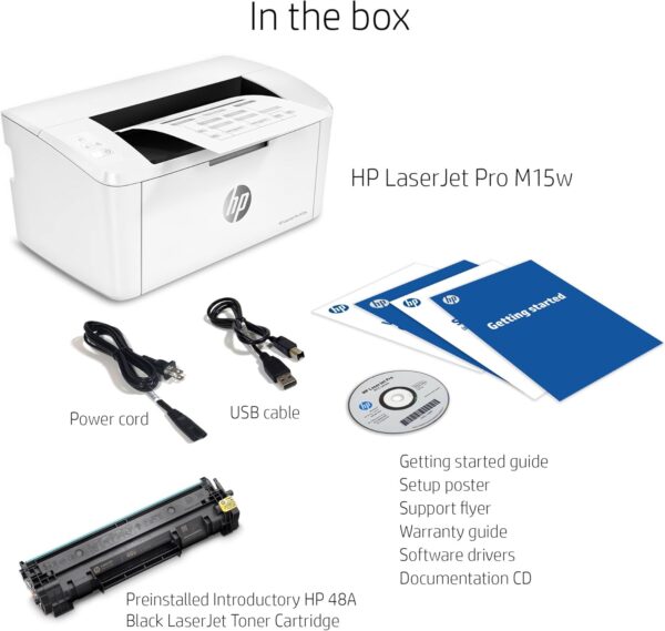 HP طابعة ليزر جيت برو M15w لاسلكية احادية اللون، تعمل مع اليكسا (W2G51A) - Image 4